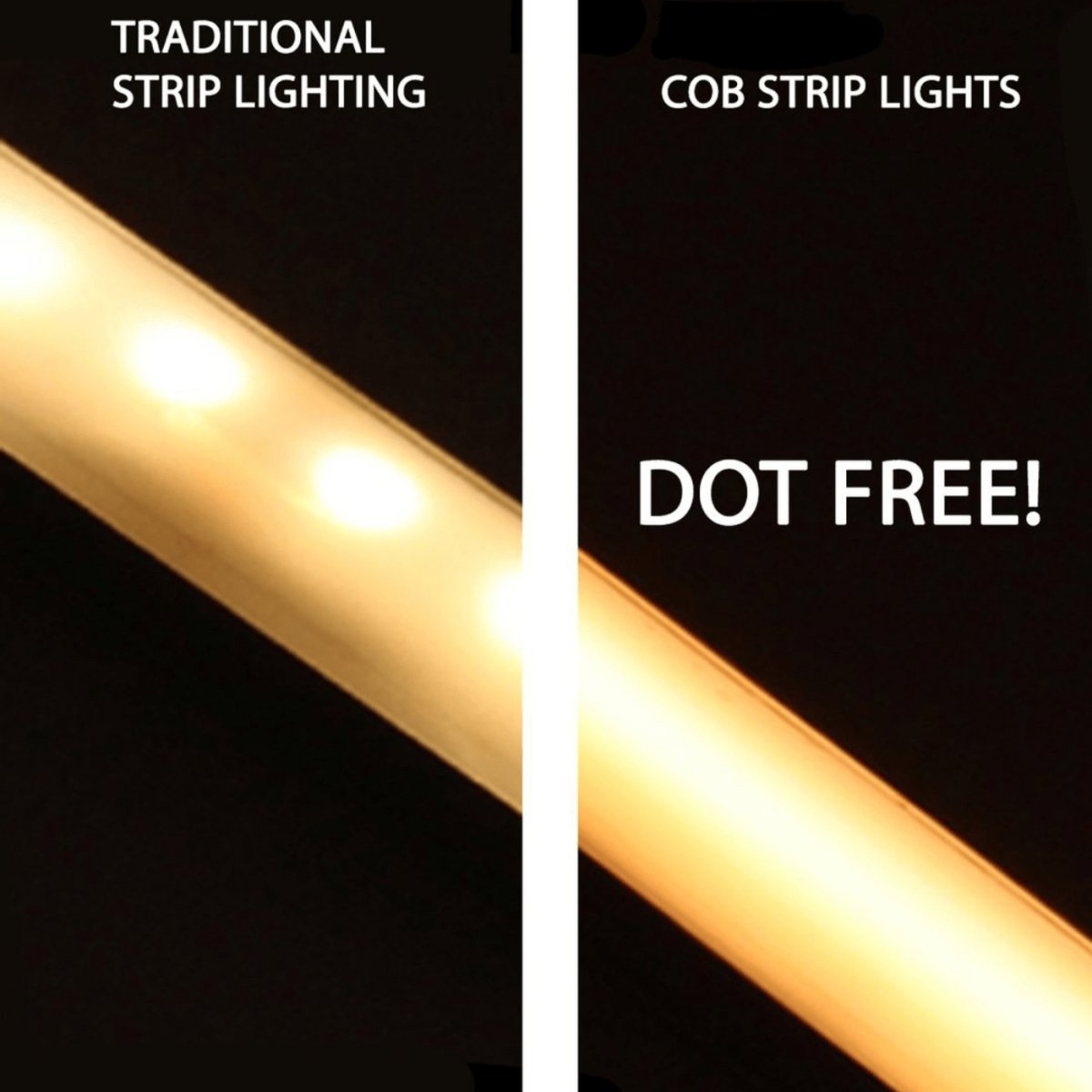 10mm | 10W/m 3000ºK | IP68 | COB Dot Free LED Strip Light - Mases LightingLighting Creations