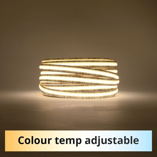 12mm | 24W/m DTW 2700K - 6500K | IP20 | COB Dot Free LED Strip Light - Mases LightingLighting Creations
