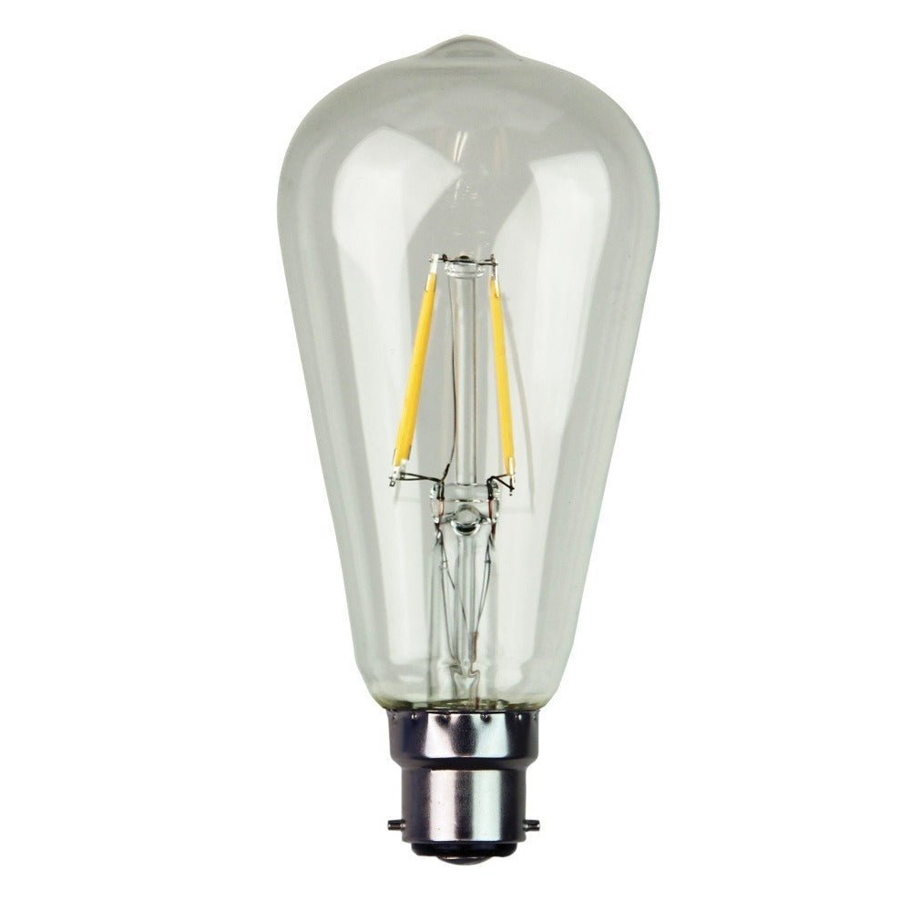 4W LED Dimmable Pear ST64 Shape Filament Clear Globe 2700K - B22/E27 - Mases LightingOriel Lighting