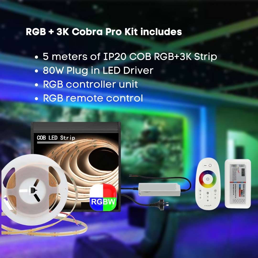 5 meter RGB+3K Cobra Pro Indoor COB Dot Free Strip Light Kit - 80W - Mases LightingLighting Creations