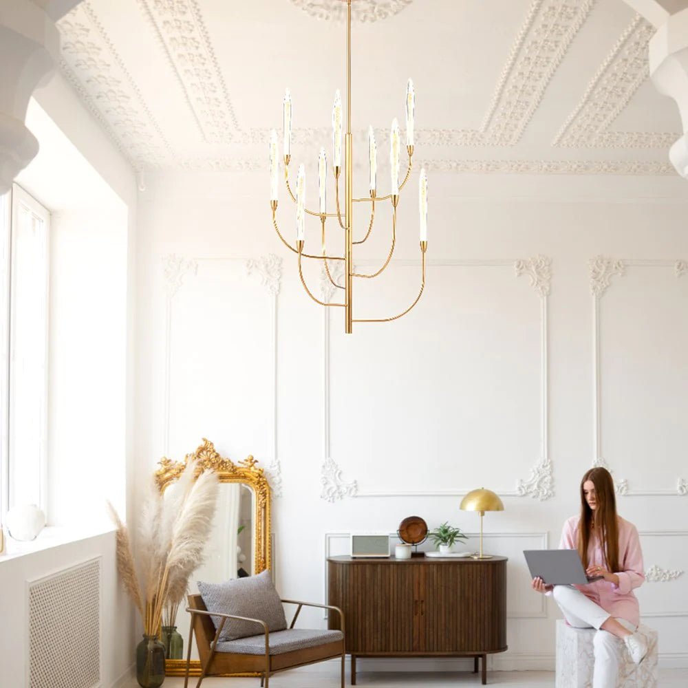 Archer LED Pendant Light 9Lt 27w Antique Gold - Mases LightingTelbix