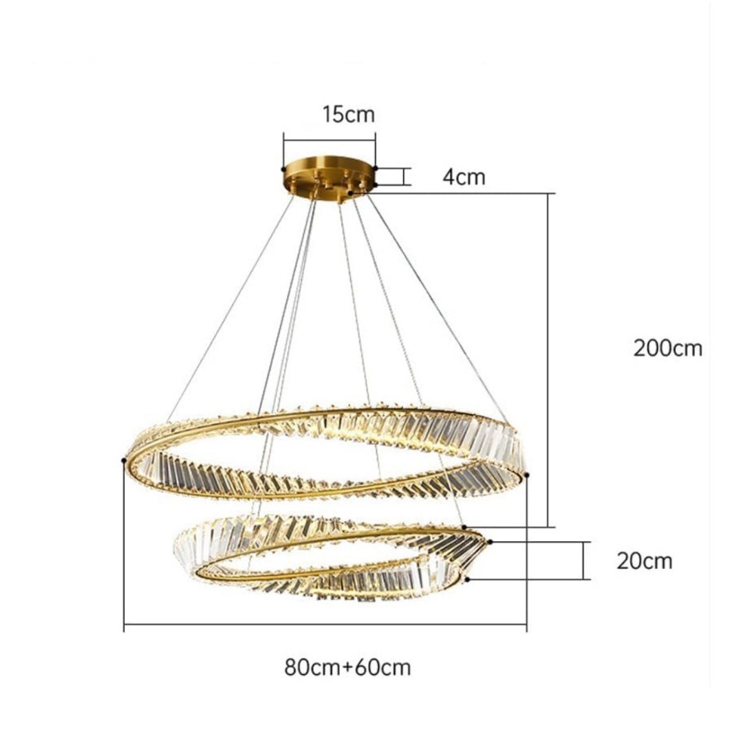 ASCOT DUO 65W LED Crystal Chandelier with Gold Edging - Mases LightingLighting Creations