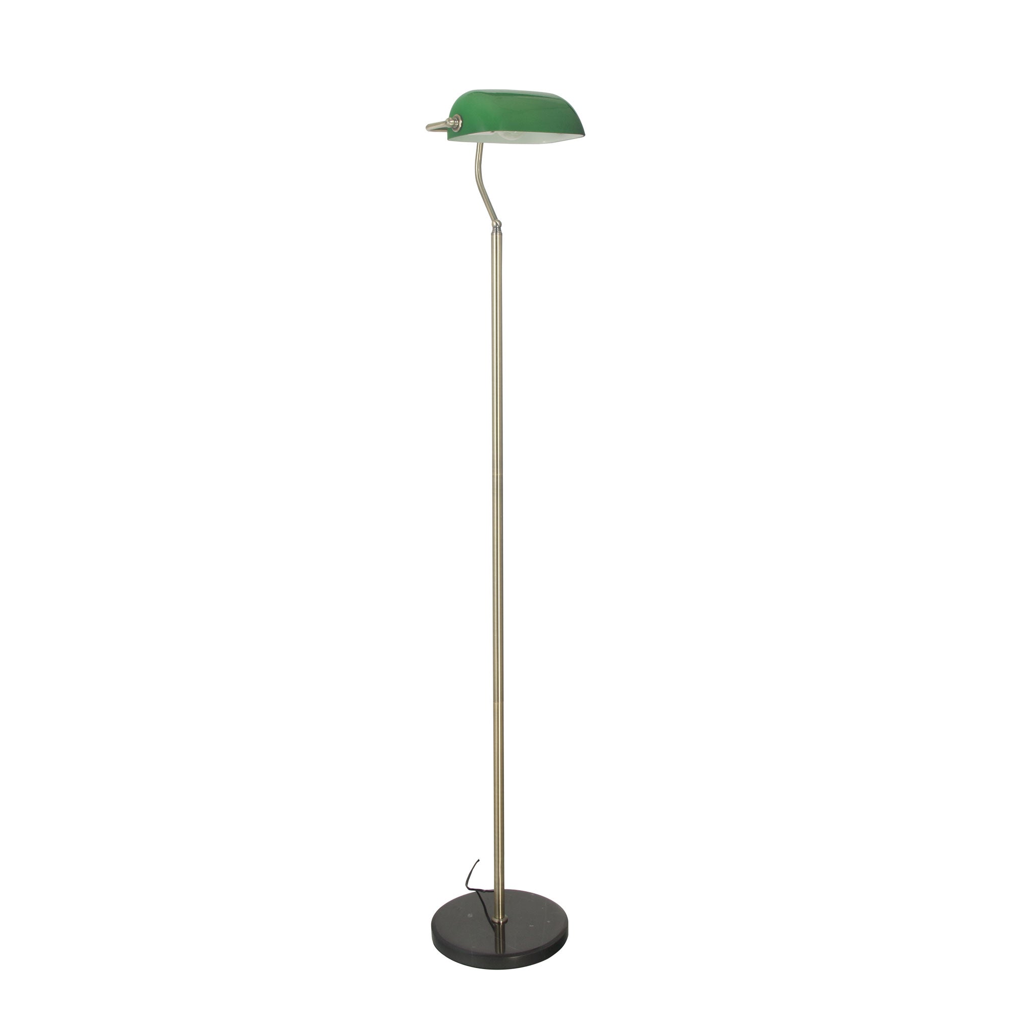 Bankers 1 Light Floor Lamp Antique Brass & Green - OL99443AB - Mases LightingOriel Lighting
