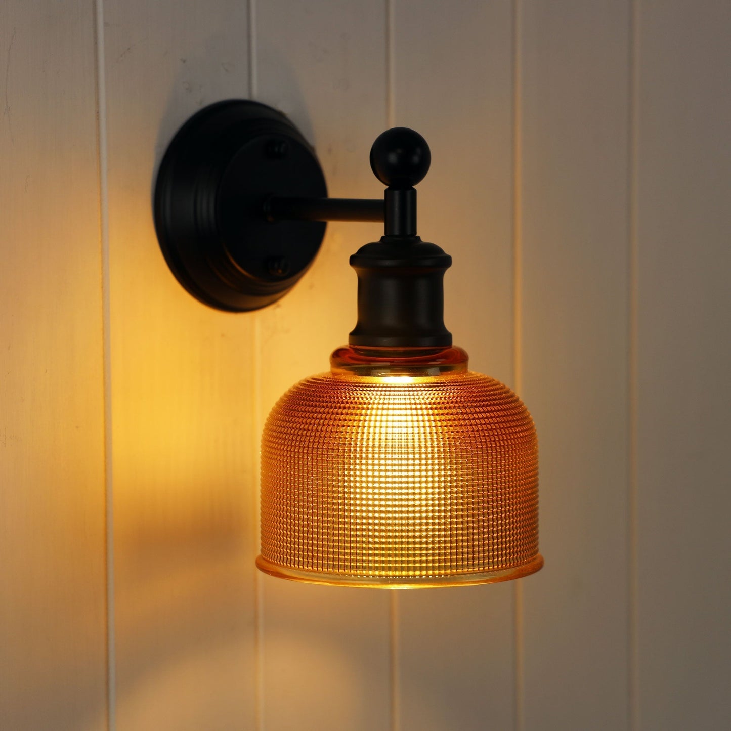 Brighton Wall Light Black & Amber Glass - OL69371AM - Mases LightingOriel Lighting