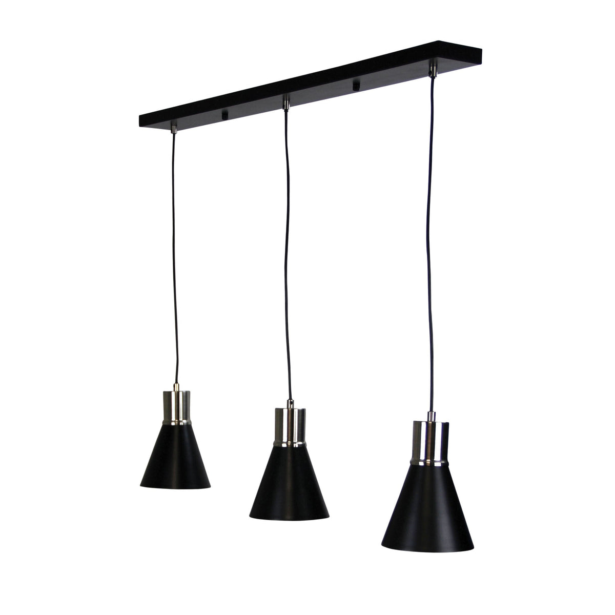 Como 3 Light Pendant Brushed Chrome & Black - OL67513BC - Mases LightingOriel Lighting