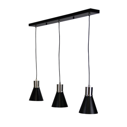 Como 3 Light Pendant Brushed Chrome & Black - OL67513BC - Mases LightingOriel Lighting