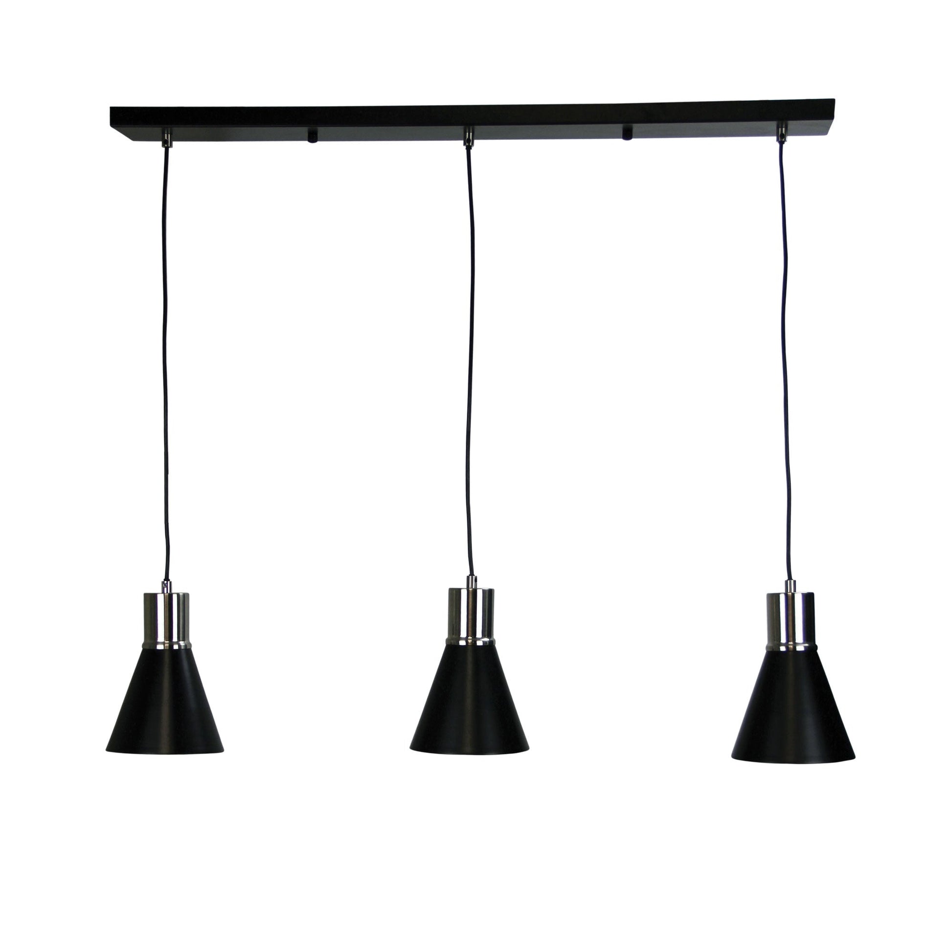 Como 3 Light Pendant Brushed Chrome & Black - OL67513BC - Mases LightingOriel Lighting
