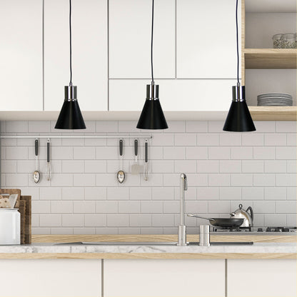 Como 3 Light Pendant Brushed Chrome & Black - OL67513BC - Mases LightingOriel Lighting