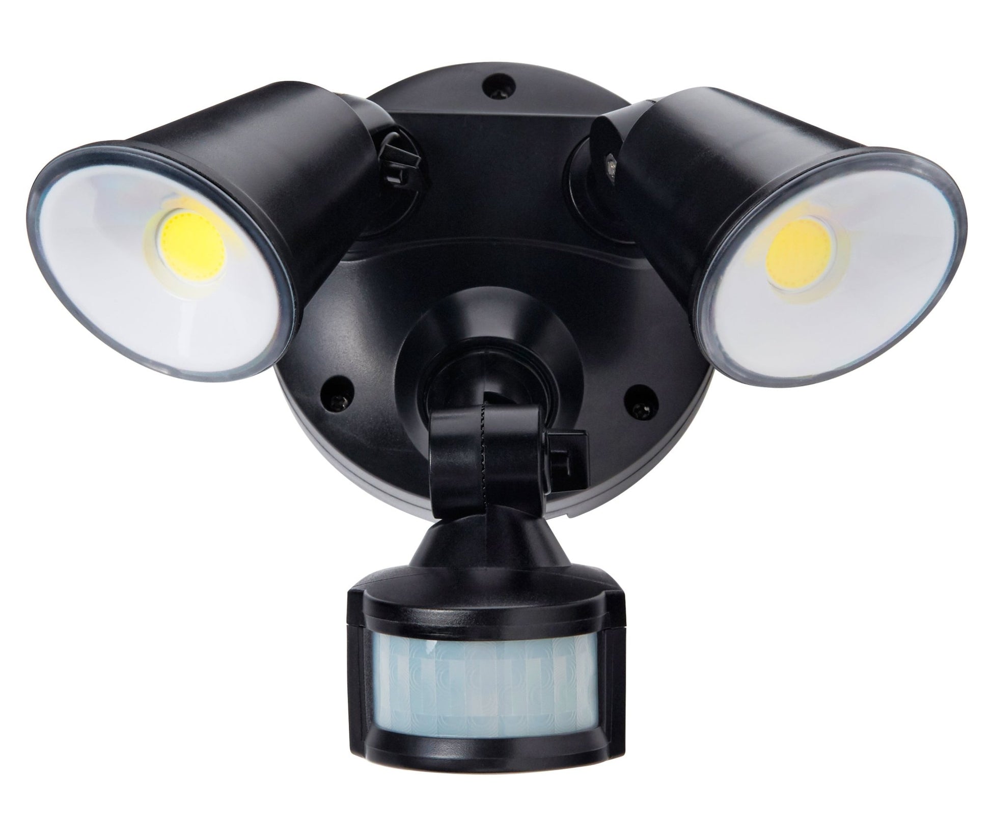 Defender Exterior LED Security Light Twin 20w Tri Colour in Matt Black - Mases LightingMartec