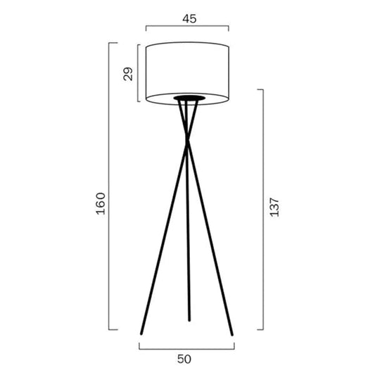 Denise Modern Tripod Floor Lamp 1Lt in Black, Red, White, Ivory or Wheat - Mases LightingTelbix