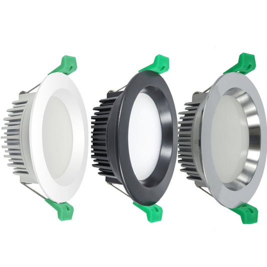 DL110C 13W tri-colour dimmable aluminium LED downlight, 90mm cut-out — Lighting Creations