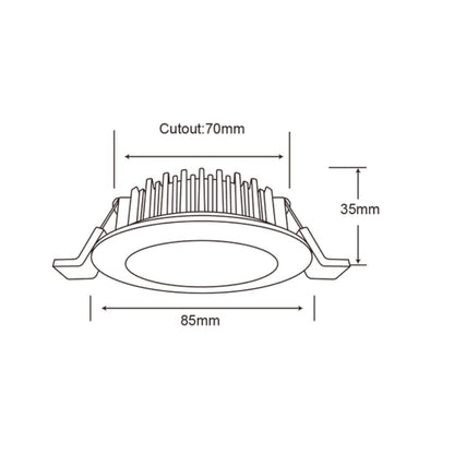 Lighting Creations DL110S 10W tri-colour LED downlight, cast aluminium flat face