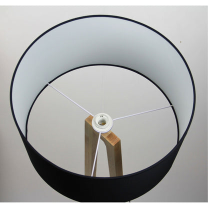 Edra 1 Light Floor Lamp Timber With Black Cotton Shade - OL93533BK - Mases LightingOriel Lighting