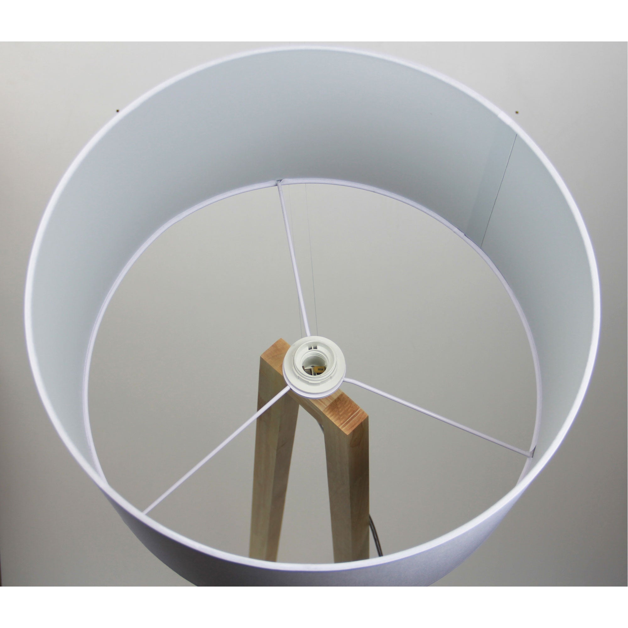 Edra 1 Light Floor Lamp Timber With White Cotton Shade - OL93533WH - Mases LightingOriel Lighting