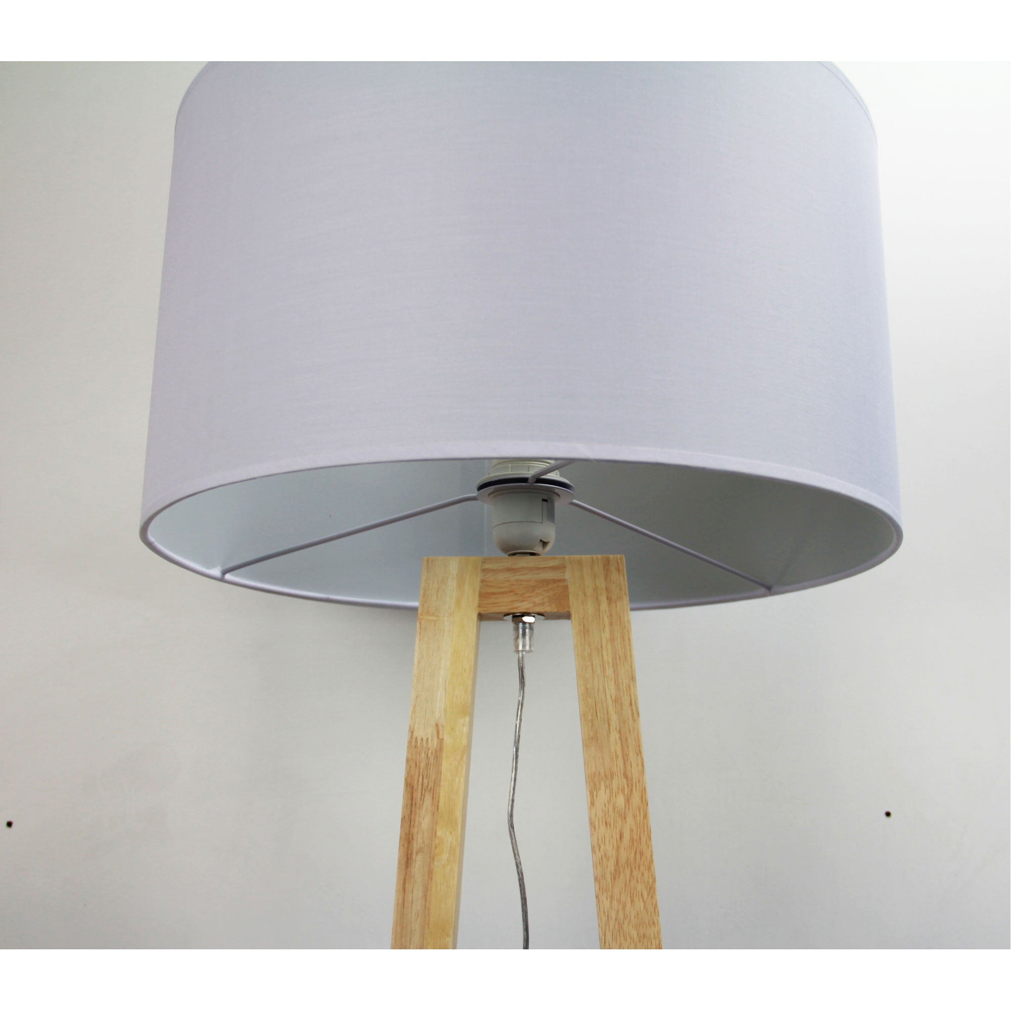 Edra 1 Light Floor Lamp Timber With White Cotton Shade - OL93533WH - Mases LightingOriel Lighting