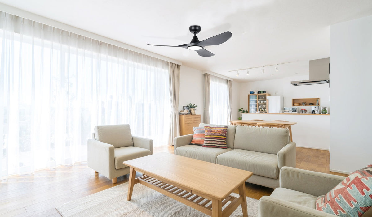 Eglo SURF 48" DC ceiling fan in Black with LED Light and Remote - Mases LightingEglo