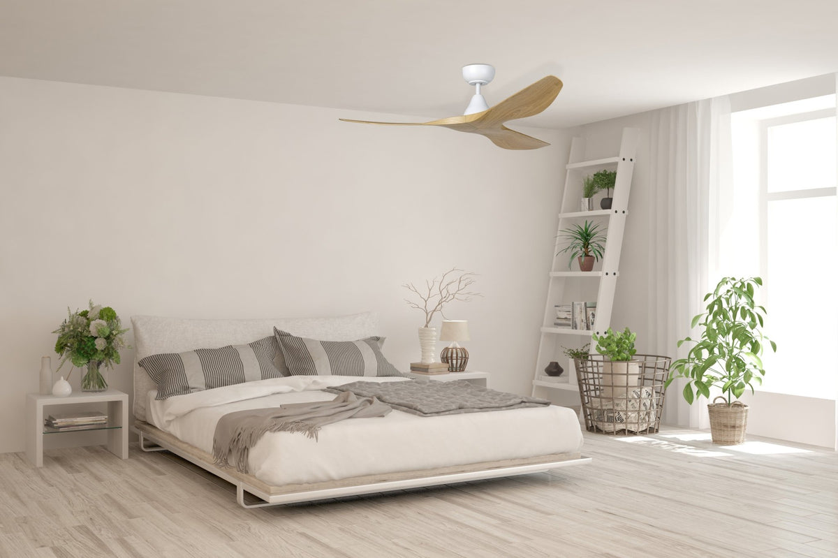 Eglo SURF 48" DC ceiling fan Oak/White with Remote - Mases LightingEglo