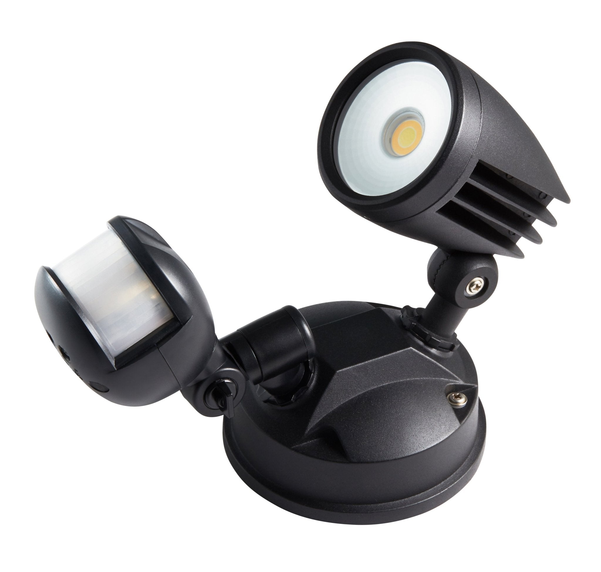 Fortress II LED 15w with PIR Sensor Single Exterior Security Light in Black - Mases LightingMartec