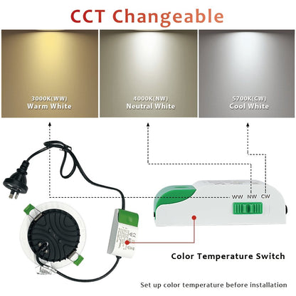 INFINITE 205 downlight, 3000K/4000K/6000K tri-colour, 60° precise beam