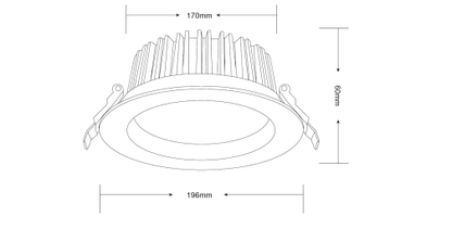 INFINITE 301 20W COB Tri Colour Dimmable LED Downlight 170mm cut out - Mases LightingLighting Creations
