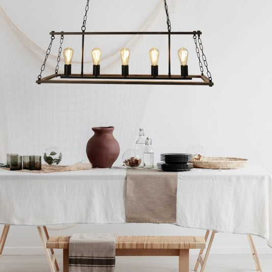 Island 5 Light Pendant Natural / Black - SL65115 - Mases LightingOriel Lighting