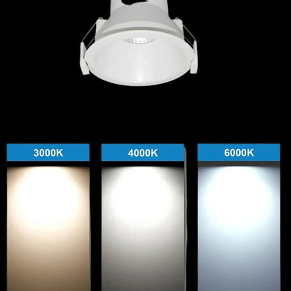 LC310 10W dimmable tri-colour downlight, deep recessed face — Mases Lighting