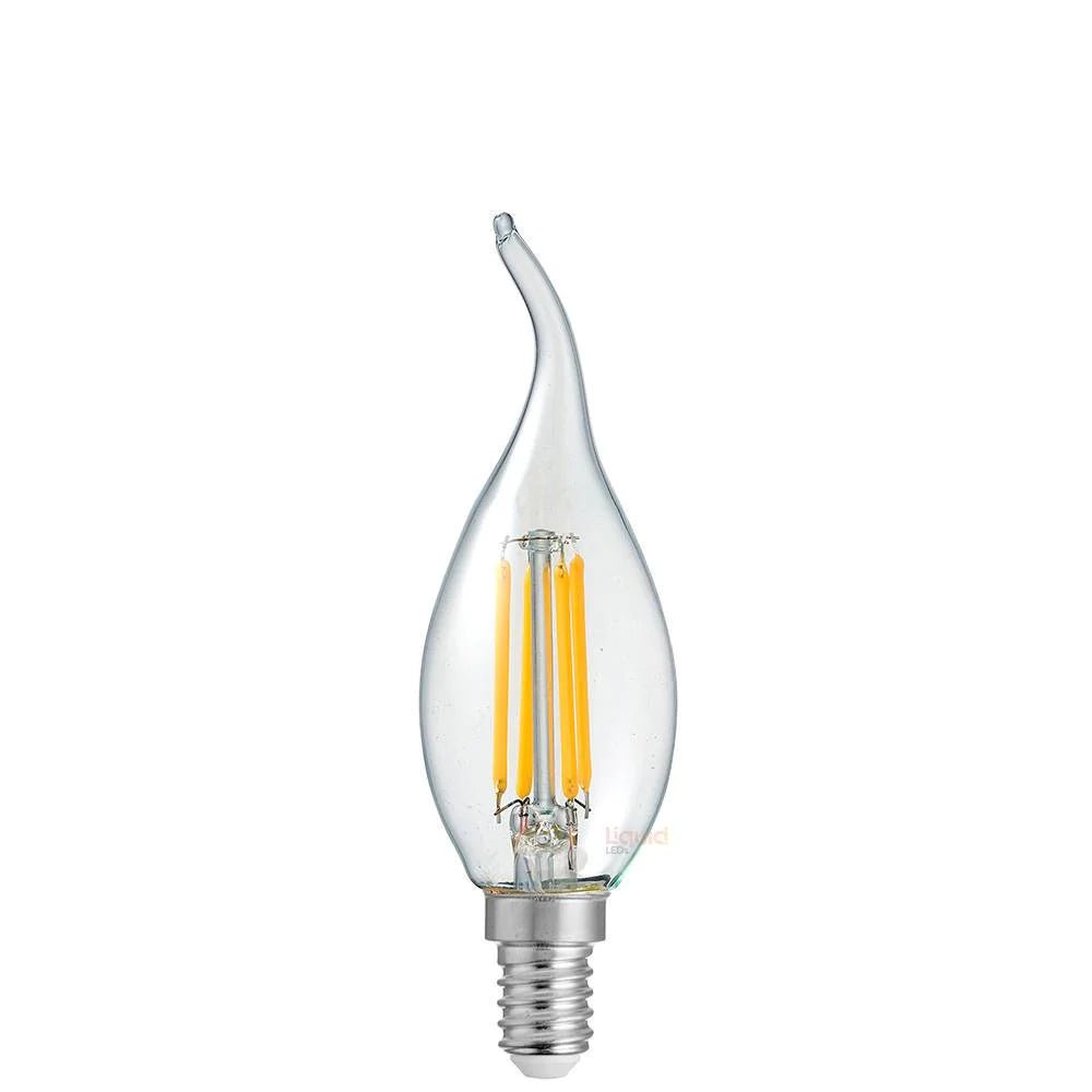 Liquid LEDs 4W Flame Tip Candle LED Bulb E14 Clear in Warm White - Mases LightingLiquid LEDs