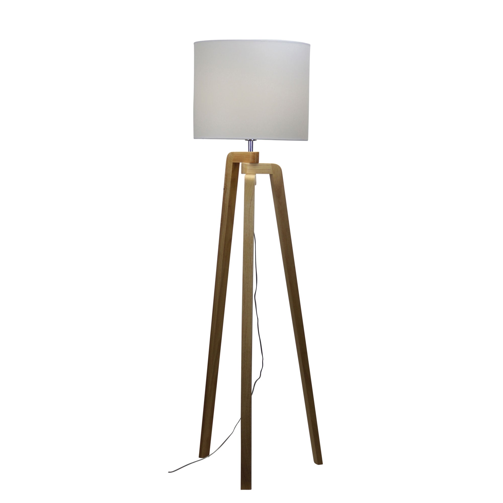 Lund 1 Light Timber Floor Lamp With White Cotton Shade - OL93523WH - Mases LightingOriel Lighting