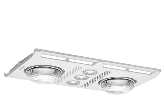 Martec 460m³/h Lighting Profile Plus 3-in-1 Bathroom Exhaust Fan w/ Heater and 2x LED Light in White - Mases LightingMartec