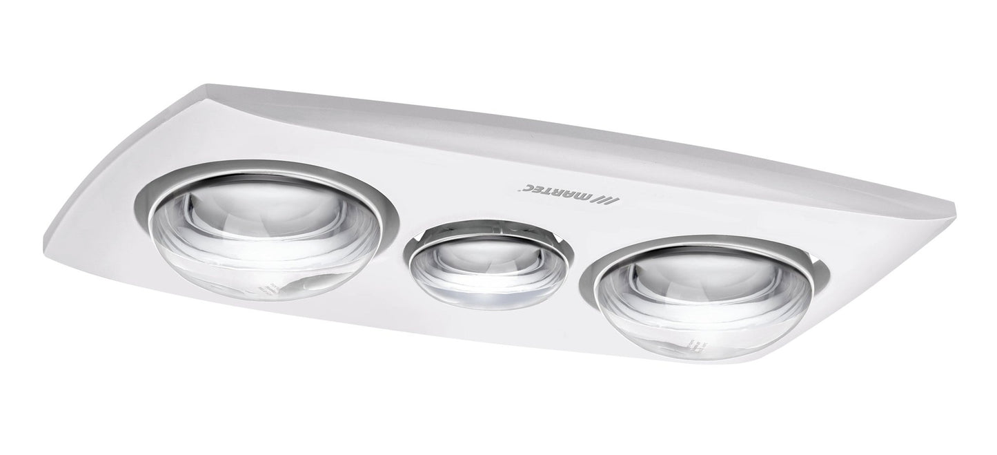 Martec Contour 2 Exhaust Fan 3-in-1 w/ 2x Heater & 1x LED Light in White - Mases LightingMartec