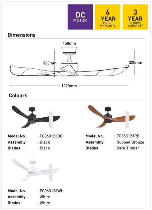 Mercator Eagle II Lite Ceiling Fan With Remote Black - Mases LightingMercator