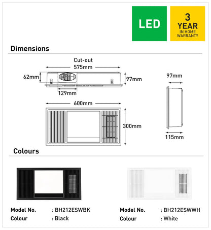 Mercator Mercury CCT 3 In 1 Bathroom Solution - Mases LightingMercator