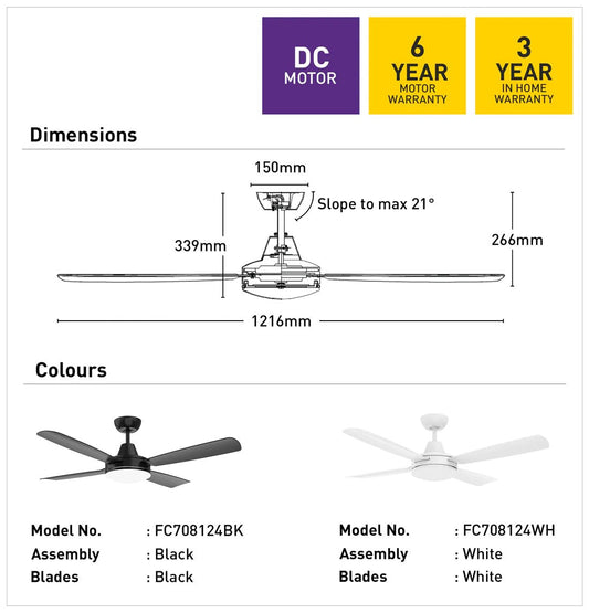 Mercator Nemoi Lite Ceiling Fan With LED Light Black - Mases LightingMercator