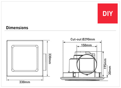 Mercator Novaline II Large Square Exhaust Fan - Mases LightingMercator