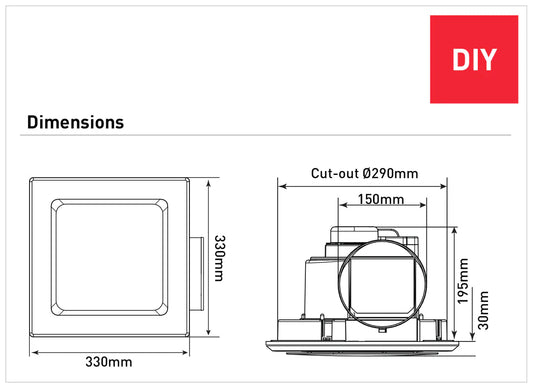 Mercator Novaline II Large Square Exhaust Fan - Mases LightingMercator
