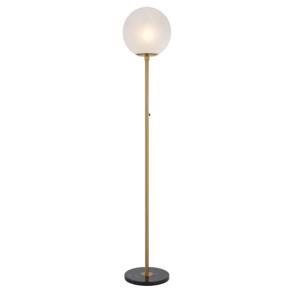 Oliana Floor Lamp 1Lt in Antique Gold & Alabastro Glass - Mases LightingTelbix