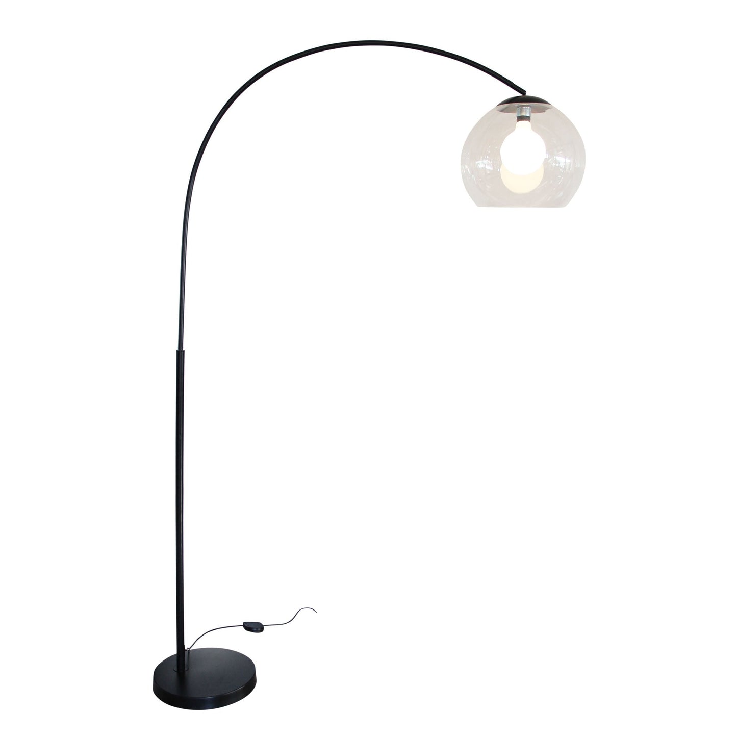 Over 1 Light Floor Lamp Arc Black With Acrylic Shade - SL91207BK - Mases LightingOriel Lighting