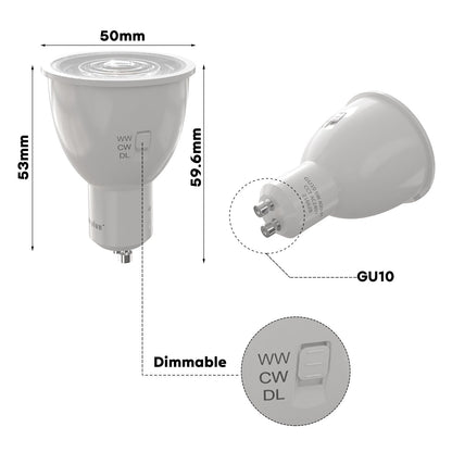 Pack of 10 - 6W = 50W LED Tri-Colour GU10 Globes - Mases Lighting3A