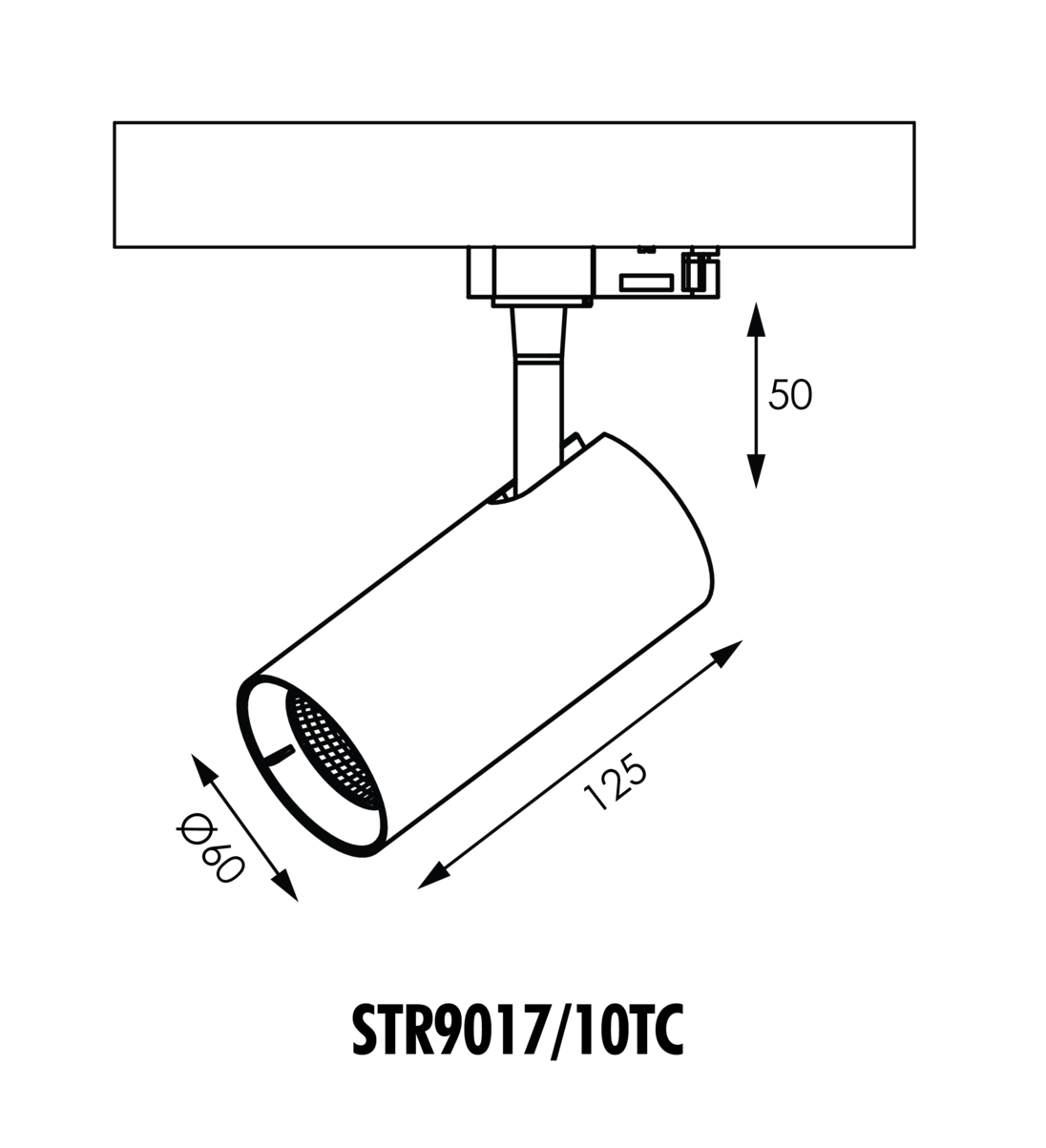 SAL UNITREK DIMMABLE STR9017/10TC - Adjustable Black Indoor Track Spotlight - Mases LightingSAL