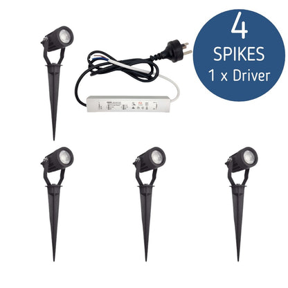 Scenic Kettle tri-colour spike light for gardens and trees, black