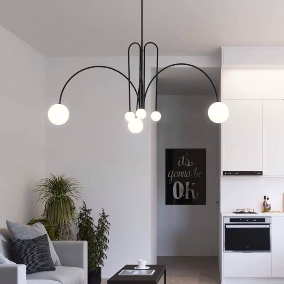 SESTINA Arched 6 Light Black Pendant - Mases LightingLighting Creations