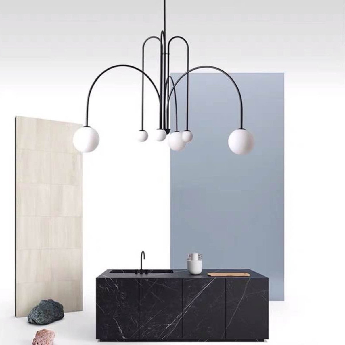 SESTINA Arched 6 Light Black Pendant - Mases LightingLighting Creations