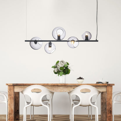 Sinus 5 Light Pendant Black & Smoked Glass - SL64413/5BK - Mases LightingOriel Lighting