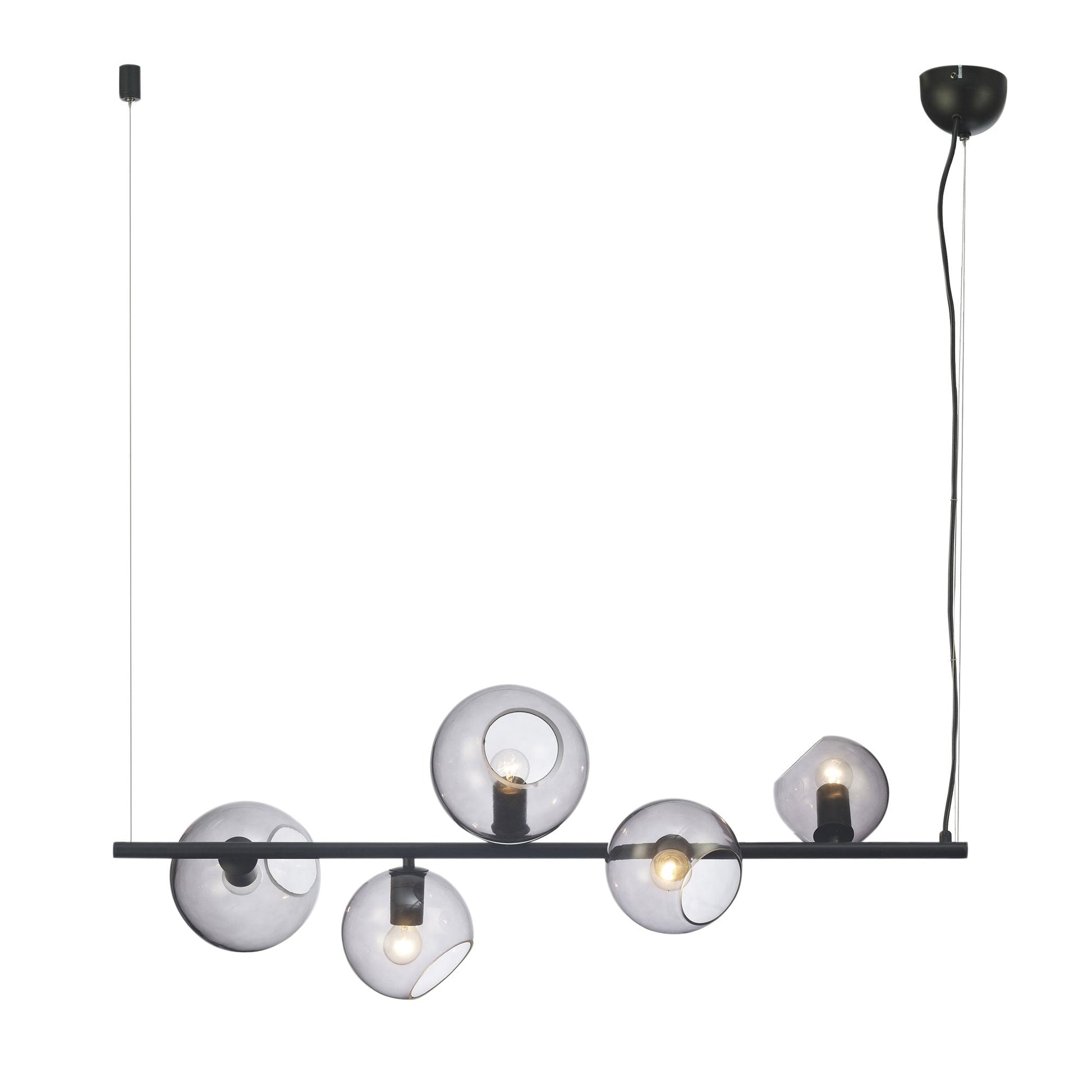 Sinus 5 Light Pendant Black & Smoked Glass - SL64413/5BK - Mases LightingOriel Lighting