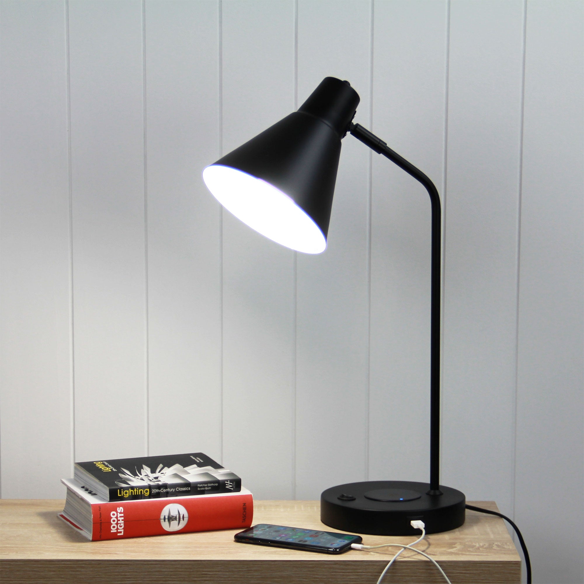 Targa Desk Lamp Black With USB+ - Mases LightingOriel Lighting