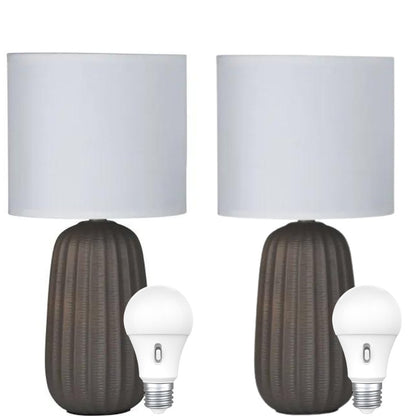 Taupe Complete Table Lamp with LED Tri Colour bulb option - Mases LightingOriel Lighting