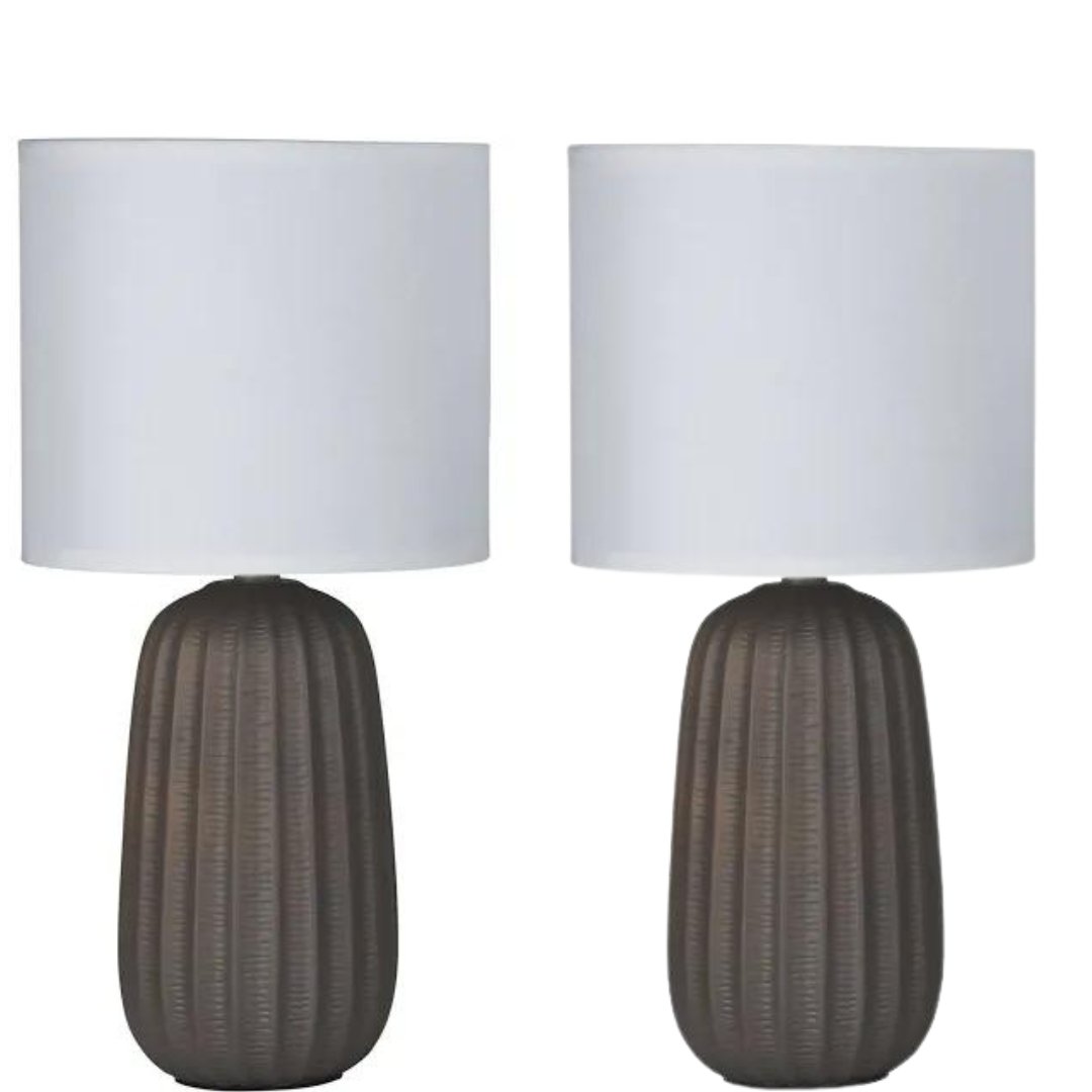 Taupe Complete Table Lamp with LED Tri Colour bulb option - Mases LightingOriel Lighting