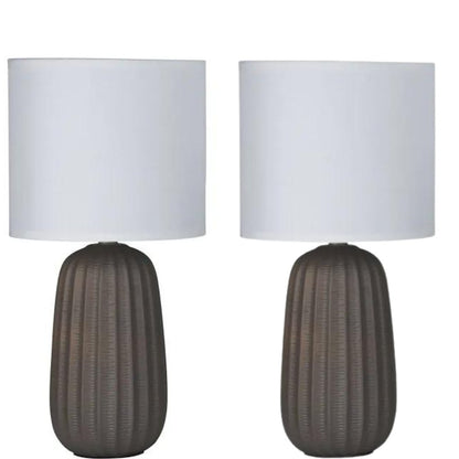 Taupe Complete Table Lamp with LED Tri Colour bulb option - Mases LightingOriel Lighting