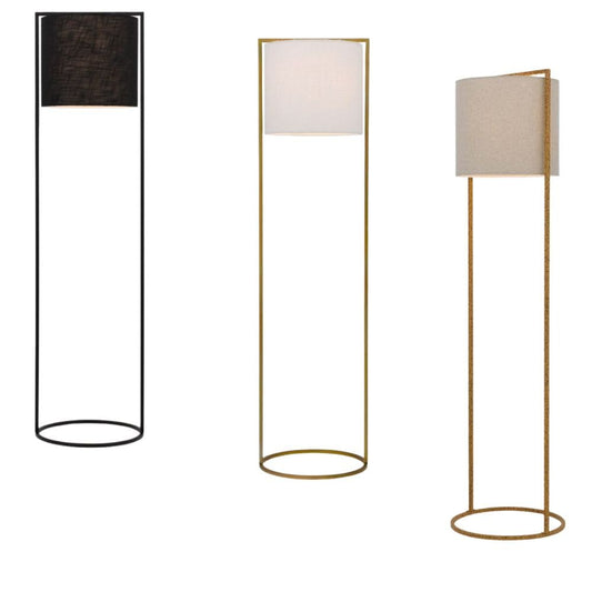 Telbix LOFTUS - Modern-Industrial Boxed Iron & Linen Floor Lamp - Mases LightingTelbix