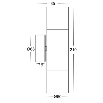 Tivah Up & Down Wall Light TRI Colour in Solid Brass Graphite Havit Lighting - HV1075T-HV1077T - Mases LightingHavit Lighting